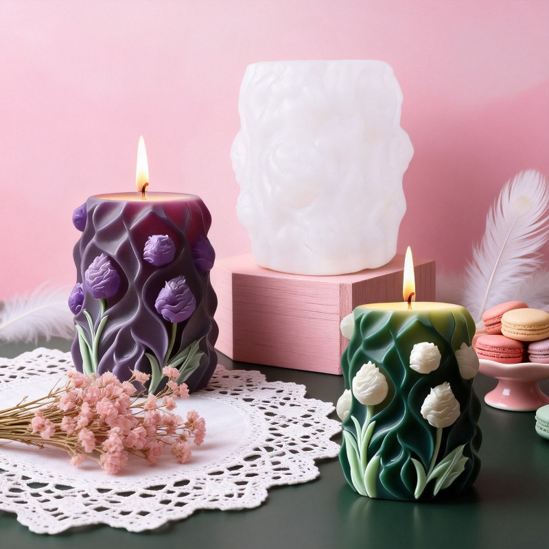 Home Decor Tulip - Molde de Vela Cilíndrico 3D con