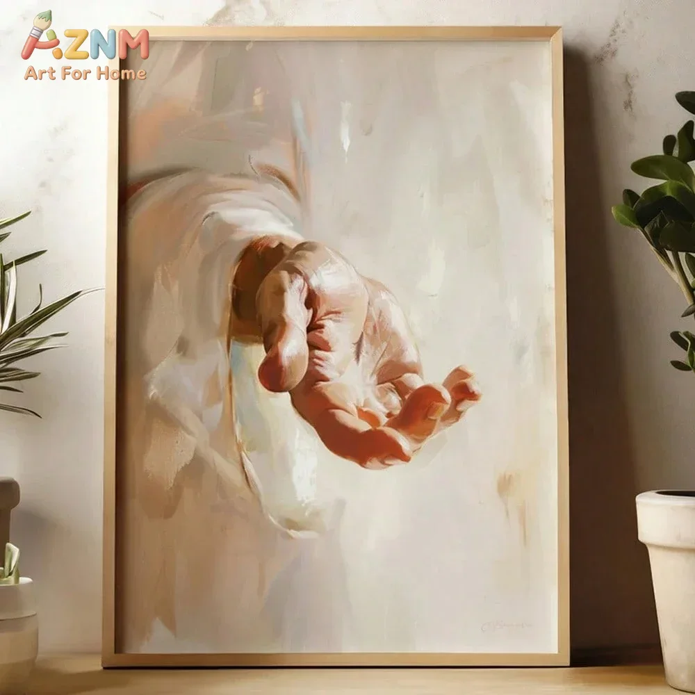 Home Decor Jesus - AZNM Cuadro de lienzo con mano