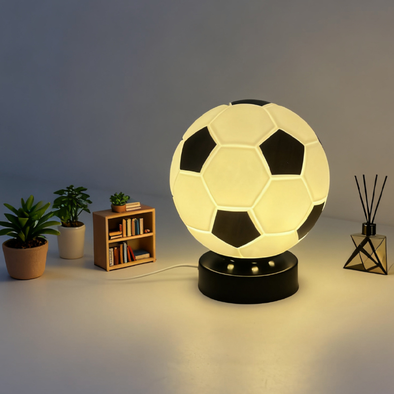 Home Decor Glass - Lámpara de Mesa LED de Fútbol,