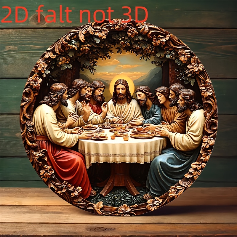 Home Decor Jesus - Arte de pared redondo de aluminio,