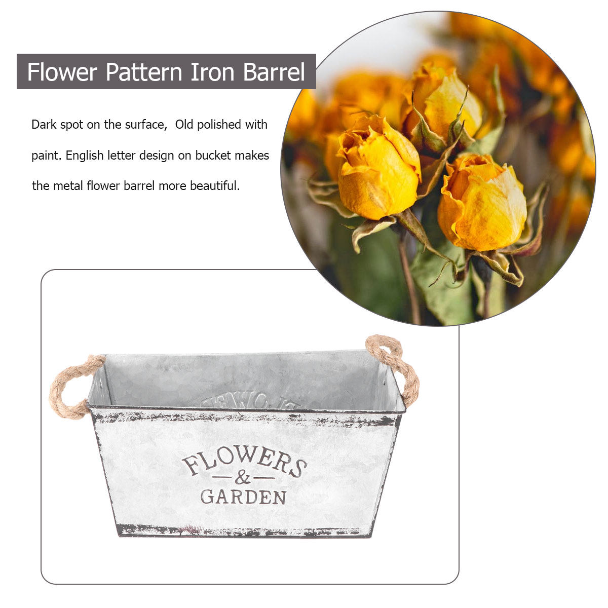 Home Decor Shop - Cubo de Hierro Simple para Flores,