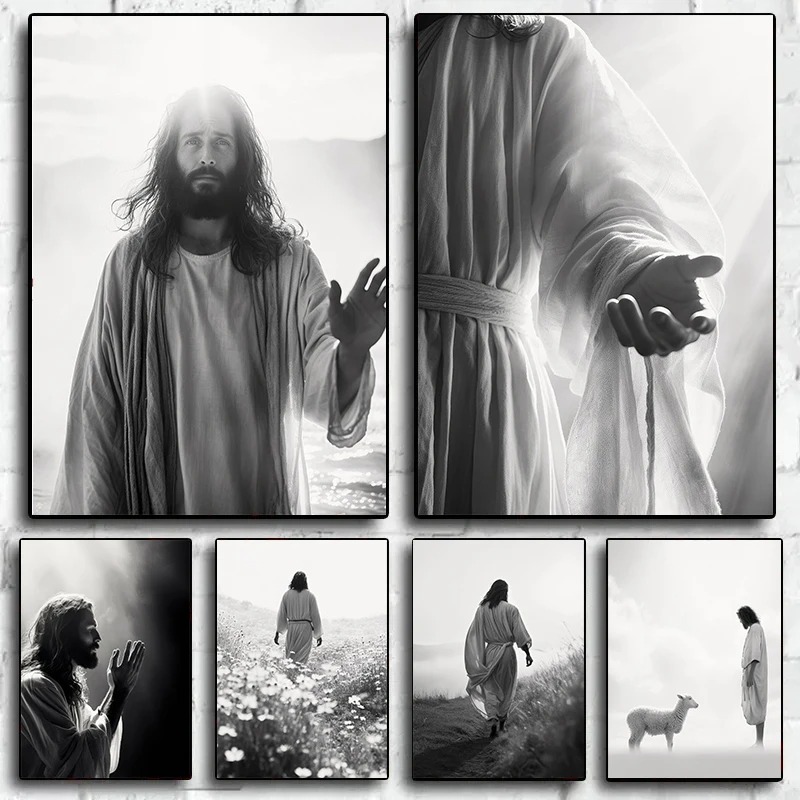 Home Decor Jesus - Póster en lienzo con cruz de