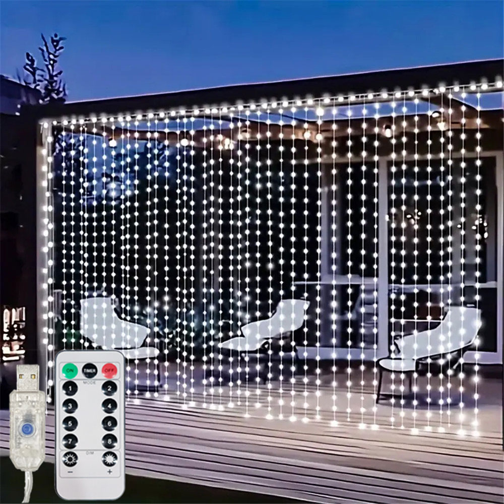 String Curtain Light - Cortina LED USB de 3/6M, 8