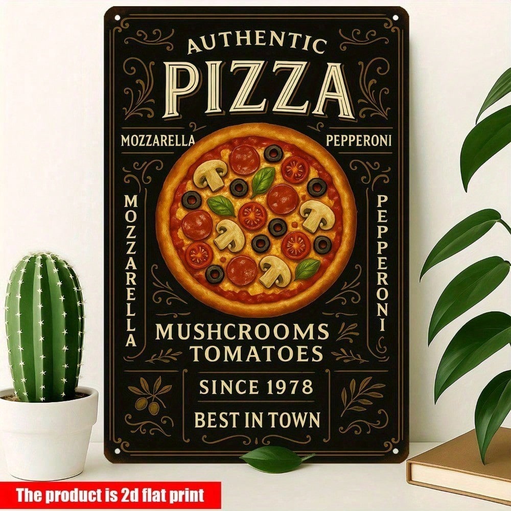 Home Decor Shop - Letrero metálico vintage de pizzería -