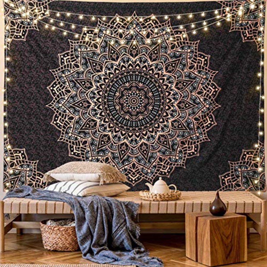 Tapiz Mandala Negro para Colga - Home Decor Hippie reseña y precio