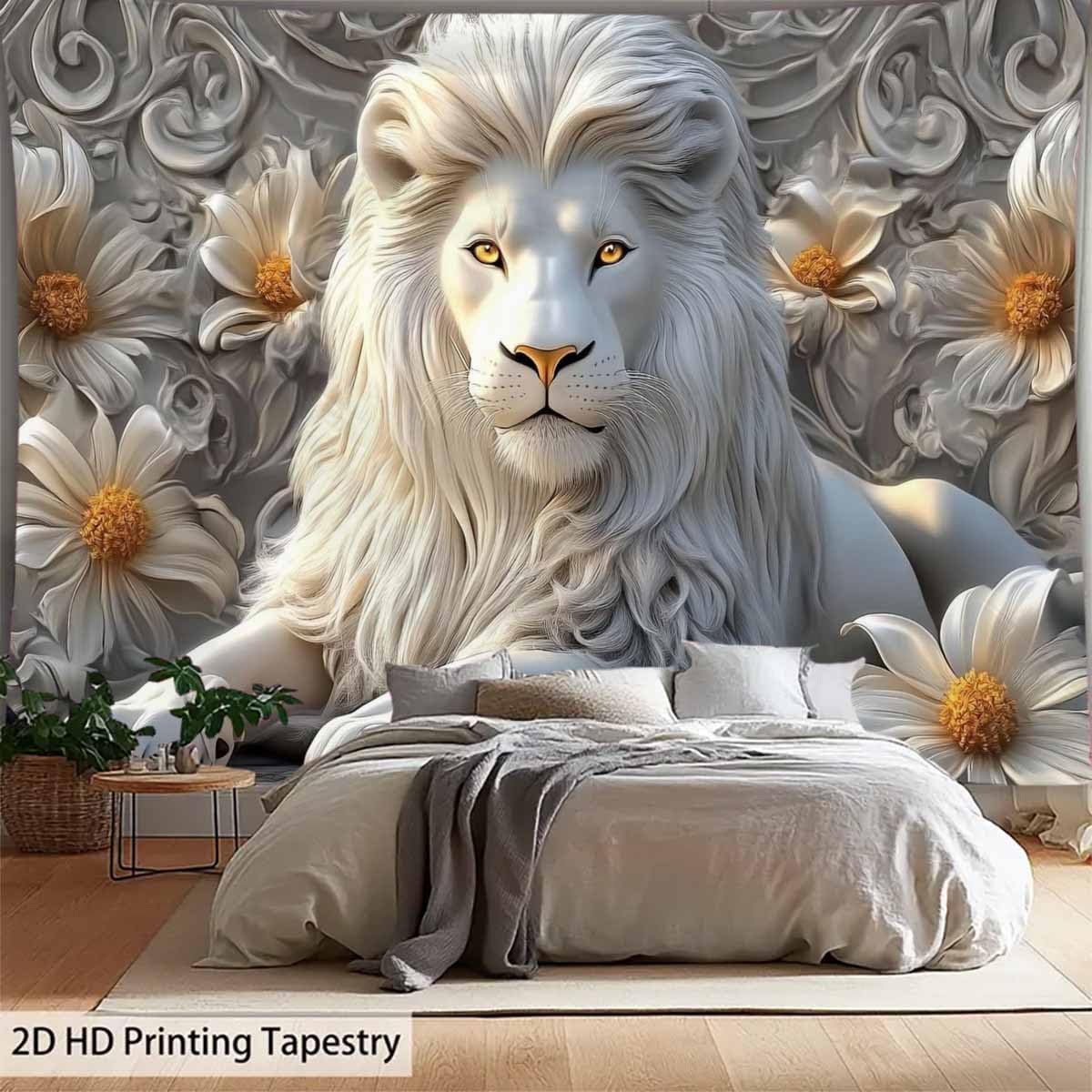 Tapiz de León blanco fresco, m - Home Decor Hippie reseña y precio
