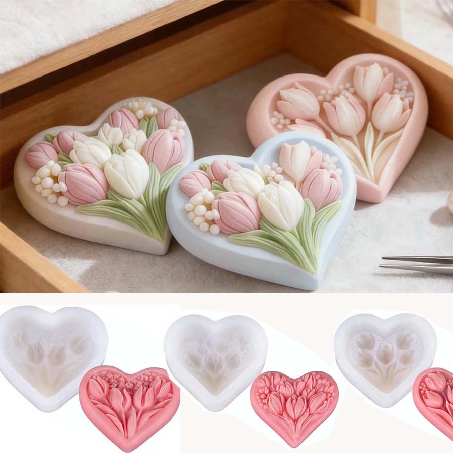 Molde de silicona 3D de corazó - Home Decor Tulip reseña y precio
