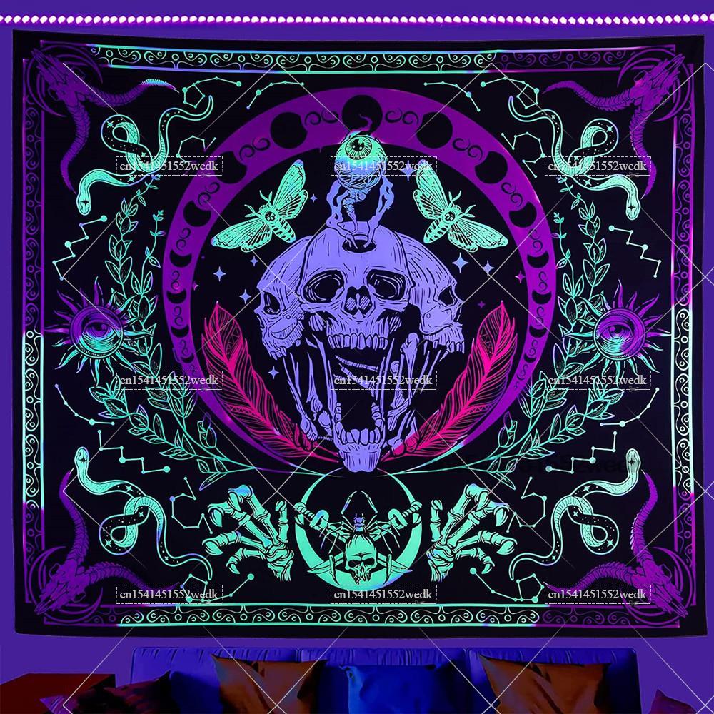 Tapiz de luz negra de calavera - Home Decor Hippie reseña y precio