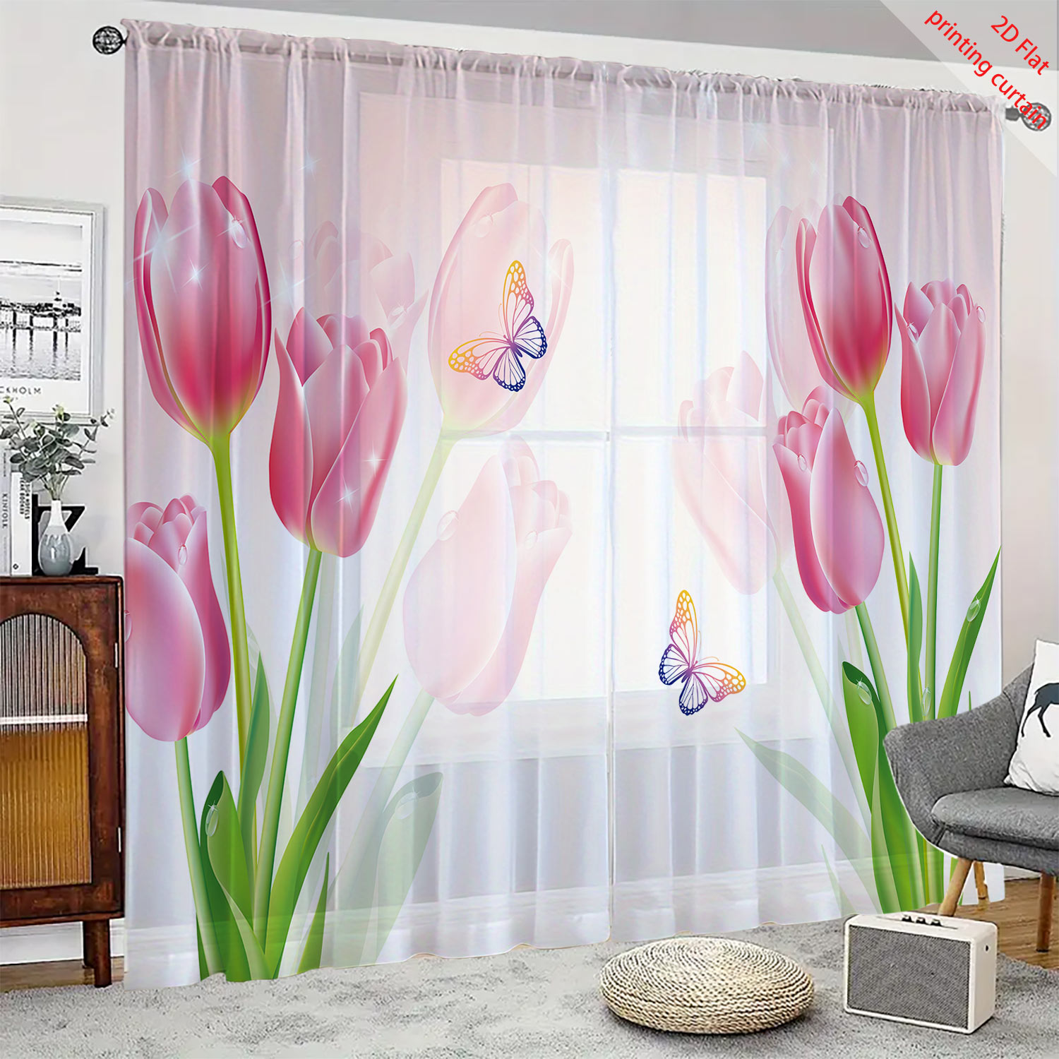 Cortina de gasa transparente c - Home Decor Tulip reseña y precio