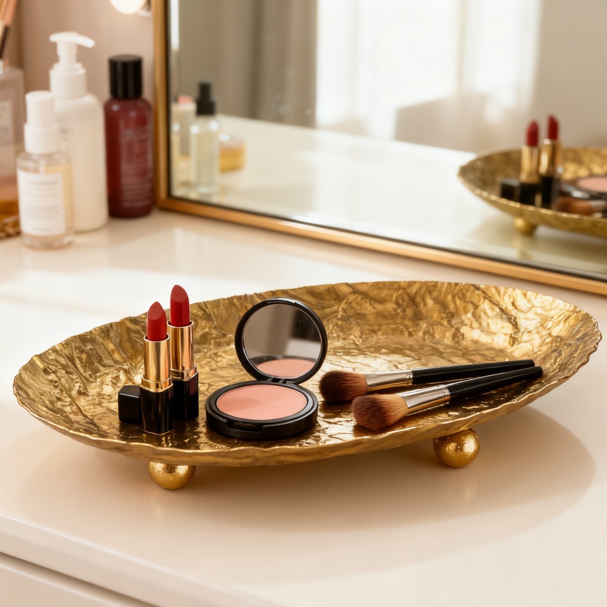 Bandeja de Metal Dorada de Luj - Vanity Home Decor reseña y precio