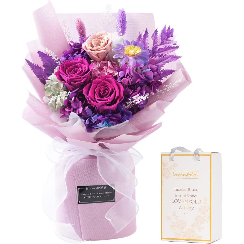 Ramos de Rosas Púrpuras Preser - Home Decor Tulip reseña y precio